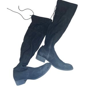 Knee high black suede style boots